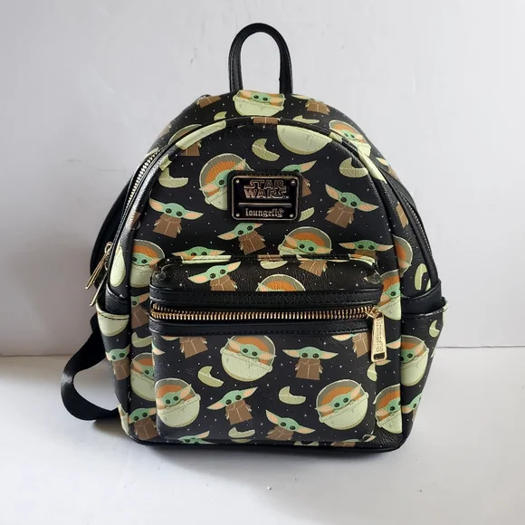Loungefly mini backpack Yoda design used Loungefly Star Wars The Child Grogu Baby Yoda Mini Backpack  main image 4